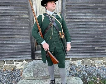 Disfraz de soldado colonial del siglo XVIII para hombre: uniforme de la Guerra de la Independencia, recreación histórica para LARP.