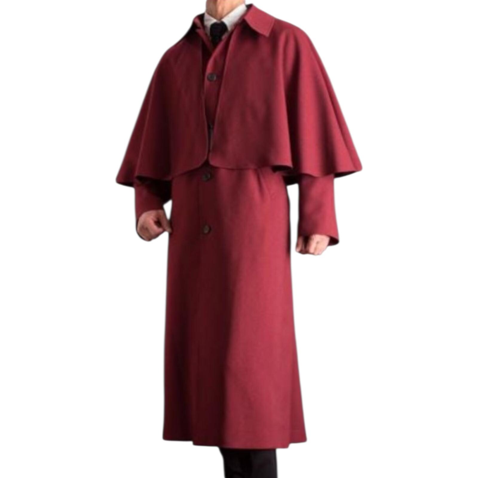 Burgundy Wool Inverness Cape: Victorian Steampunk Gothic Cloak