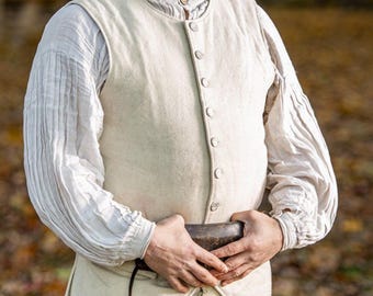 Men's Off White Colonial Waistcoat, 18th Century Vest, Historical Reenactment Outfit