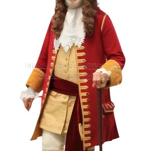 Red Wool Frock Coat: 18th Century Historical Reenactment Costume