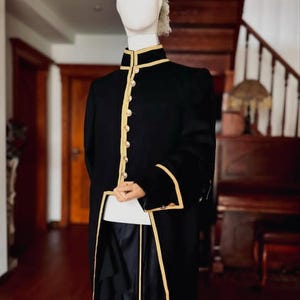Handmade Napoleonic Wool Military Coat: 18th Century Gold Trim Uniform