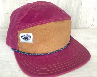 Handmade 6 Panel Hat, Triangle Front Baseball Cap, Waxed Canvas Camp Hat, Snap Back Hat, 7 Wild Berry Hat, gift for her