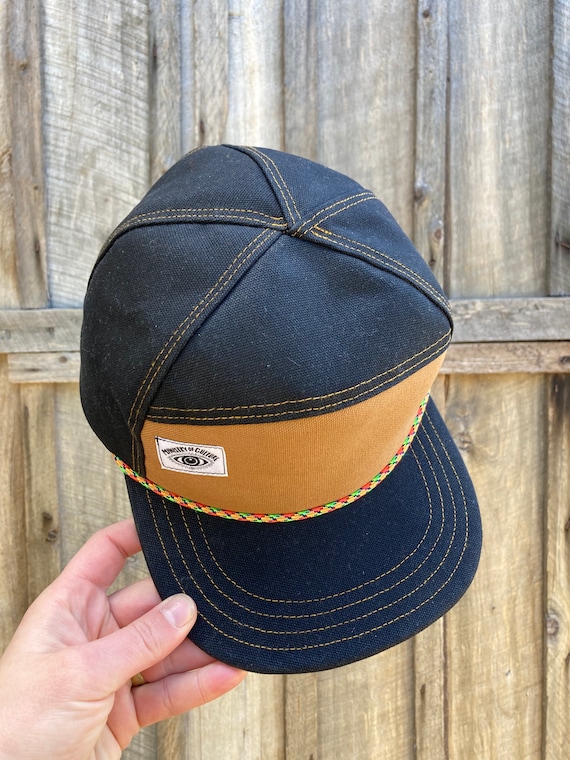 Handmade 6 Panel Hat, Triangle Front Baseball Cap, Waxed Canvas Camp Hat, Snap Back Hat, 7 Panel Black Hat, Gift for Him