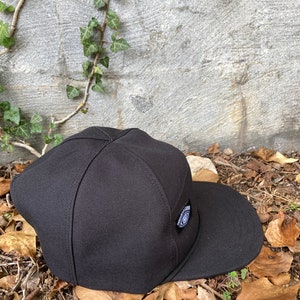 Handmade Black Canvas 6-Panel Hat: Triangle Front Camp Cap image 3