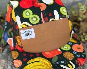 Hand Crafted Black Trucker Hat; Yellow Crochet Smile Patch Upcycled Quilt / Lace Capt main image 3