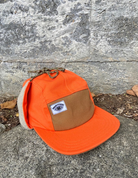 blaze orange ear flap hat