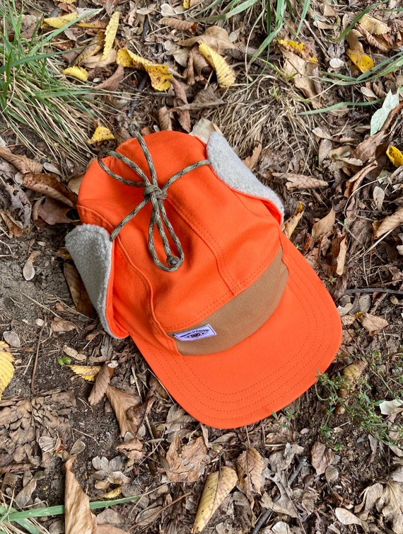 blaze orange ear flap hat