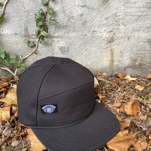 Handmade Black Canvas 6-Panel Hat: Triangle Front Camp Cap image 2