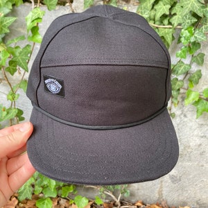 Handmade Black Canvas 6-Panel Hat: Triangle Front Camp Cap image 6
