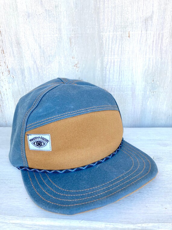 Handmade Gray Waxed Canvas Baseball Cap: Triangle Front  display picture 1