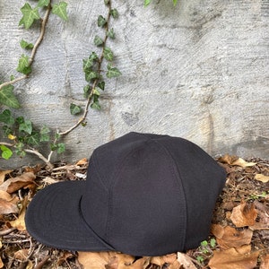 Handmade Black Canvas 6-Panel Hat: Triangle Front Camp Cap image 4