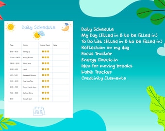 Planificador diario para niños con TDAH / Organizador de rutinas y horarios imprimible