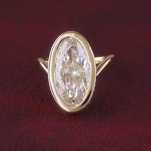 6 CT Oval Moissanite Engagement Ring 14k Solid Gold Ring Oval Cut Wedding Ring Oval Solitaire Ring Anniversary Ring Promise Ring Gift Her