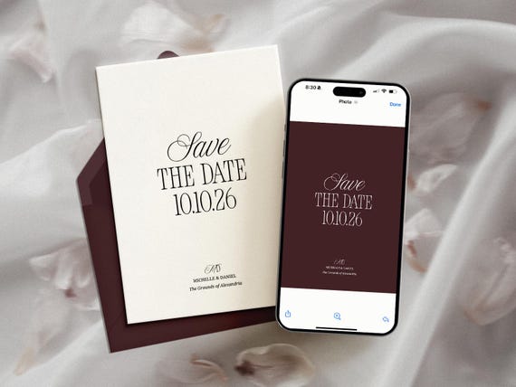 Elegant Save the Date Template: DIY Wedding Invitation (Canva Editable, Digital Download)