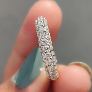 1.96CT Moissanite White Gold Wedding Band – Round Cut Full Eternity Ring