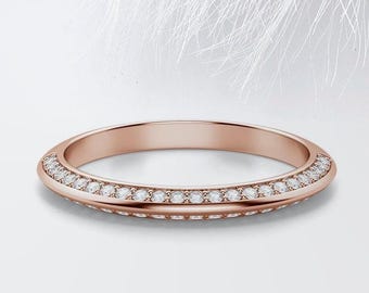 Alianza de boda de eternidad con moissanita: anillo de aniversario de dos filas en plata de ley