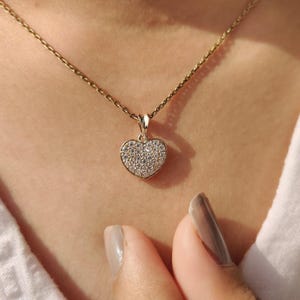 0,36 CT Moissaniet-harthangerketting | Pave set rond geslepen diamant Alternatief | Sierlijke gouden ketting cadeau voor haar | Jubileumsieraden