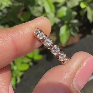 1.01 CT Bezel Set Diamond Wedding Band | Solid Gold Round Diamond Eternity Ring | Dainty Stacking Anniversary Ring for Her