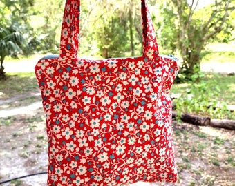 Mini Red Zipper Tote Bag