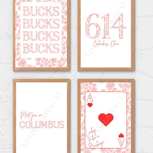 Ohio State Buckeyes Buckeyes 2 Stück Kunst | Columbus Ohio 614 Postleitzahl Dekor, Bucks Wohnheim Print Set, sofortiger Download College Galleriewand