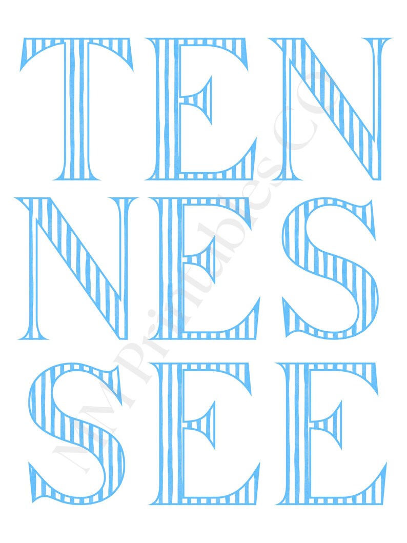 Tennessee Vols Print Set | Minimalist Blue Striped State Art (digital ...