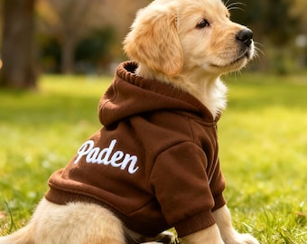 Personalized Dog Hoodie: Embroidered Pet Name, Bright Puppy Sweatshirt