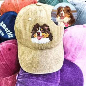 Custom Embroidered Pet Hat Using Pet Photo,Personalized Dog Hat,Personalized Hat for Dad,Dog Mom Gift,Anniversary Gift