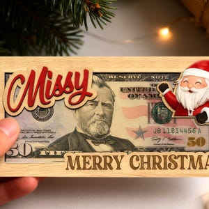 Personalized Cute Money Holder Christmas, Reindeer Money Holder, Santa Money Holder, Xmas Gift for Family, Money Card Gift MH02