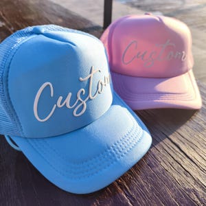Custom Puff Trucker Hat, Custom Cursive Hat, Puff Print Team Name Hat, Foam Trucker Hat, 3D Puff Print Hat,Men&#39;s Gift