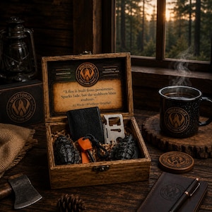 Whitforge Bourbon Vanilla Campfire Kit, Grenade Fire Starters, Flint Steel (Father's Day)