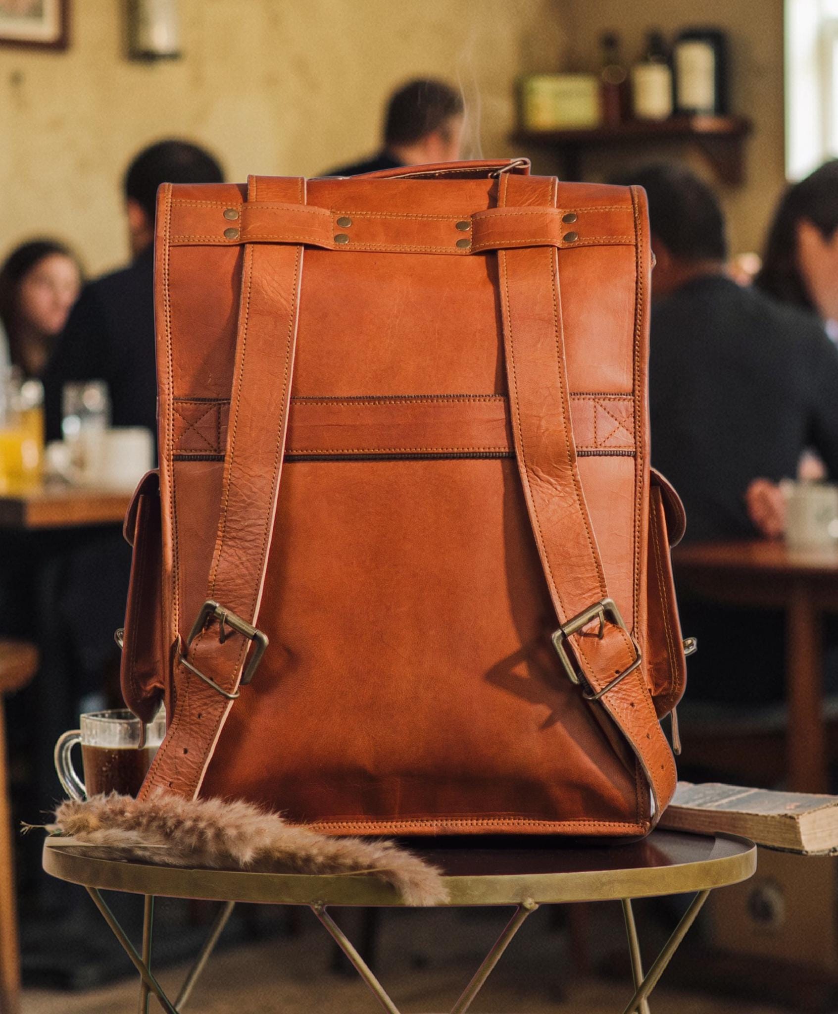 Handmade Leather Backpack, Vintage Goat Leather Rucksack Laptop Travel ...