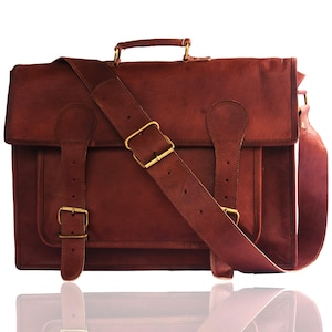 Handmade Leather Messenger Bag | Vintage Laptop Satchel for Men & Women | Office Briefcase | Brown Crossbody Shoulder Bag | Gift for Him