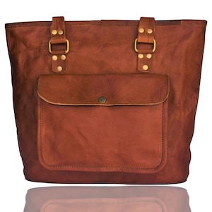 Leder Henkeltasche für Damen | Großes Leder | Arbeitstasche Männer | Ledertasche Geldbörse Handtasche | Monogramm Tasche mit Reißverschluss |