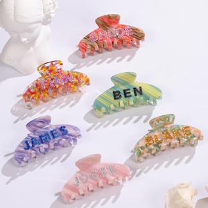 Personalized Name Hair Claw, Custom Rhinestone Name Hair Clip, Acetate Hair Claw, Bridesmaid Gifts, Commemorative Gifts,Birthday Gifts