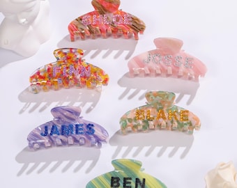Custom Name Colorful Hair Claw, Custom Rhinestone Name Hair Claw, Acetate Hair Claw, Bridesmaid Gifts, Commemorative Gifts, Birthday Gifts