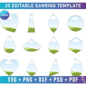Earring Template SVG Bundle, Canva Earring Templates, Editable Earring Template, Canva Template, Fill Your Own Drag and Drop Templates