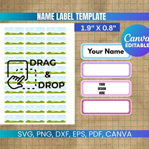 Name Label Template, DIY Label, School Label Template, Blank Name Template, Printable Name Tag, Name Label svg, School supply name labels