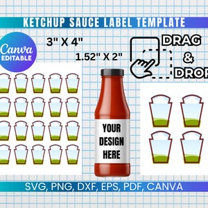 Ketchup Sauce Label Template, Custom Sticker, Tomato Sauce Label, Condiment Label Template, Personalized Birthday or Anniversary Gift