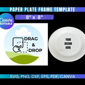 Paper Plate Template, Circle Template, Plate Charger Insert Canva Template, 8 Inch Plate Charger Template, Blank Labels SVG