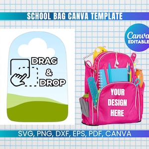 Backpack Template Canva, 17&quot; Backpack Template, Backpack Canva Frame, Shoulder Bag Sublimation, Backpack Sublimation Template