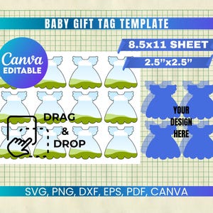 Baby Gift Tag SVG, Baby Gift Tag Template, Gift Tag SVG, Baby Shower Gift Tag, Baby Bodysuit Cutout, Baby Shower Tags, Gift Tag Template