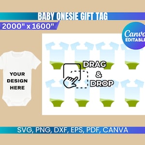 Baby Gift Tag Svg, Baby Bodysuit Gift Tag, Baby Bodysuit Cutout, Baby Shower Gift Tags, Baby Onesie Gift Tag Template, Canva Editable