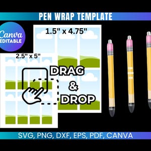 Pen Wrap Template, Pen Wrap Size, Pen Wrapper Template, Sublimation Pen Template, Canva Editable, Pen svg, png, Pen Sublimation Template