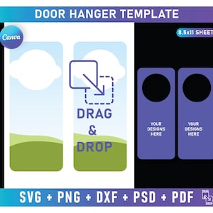 Door Hanger Template, Door Hanger SVG, Door Knob Hanger, Doorknob Hanging Sign, Sublimation Template, Cut File, Printable, Canva Editable
