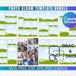 Photo Album Template Bundle, 8.5x11 Sheet Canva Frame, Photo Album Canva Template, Photo Collage, Yearbook Template, Landscape or Portrait