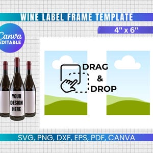 750ml Wine Label Template, Wine Bottle Labels, Wine Label Svg, Wine Bottle Tag, DIY Wine Sticker, Party Favor, Printable, Canva Editable