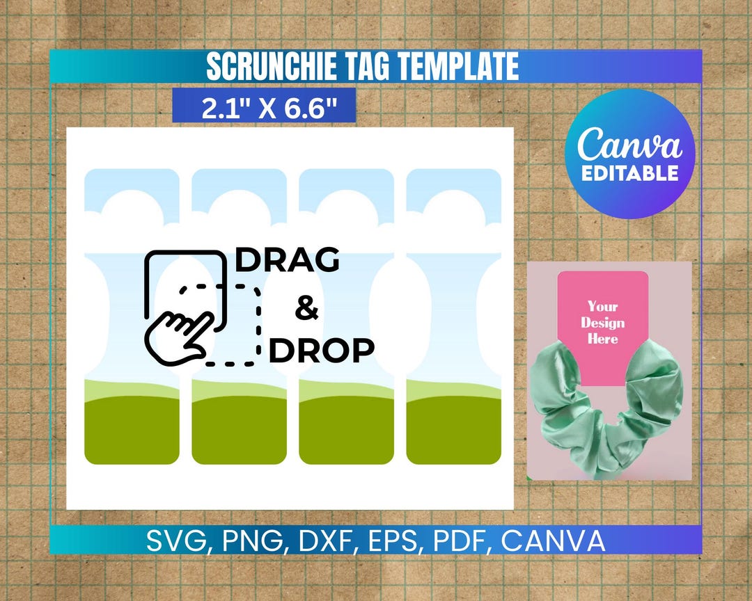 Scrunchie Tag Template, Printable Label, Scrunchie Tag Svg, Canva ...