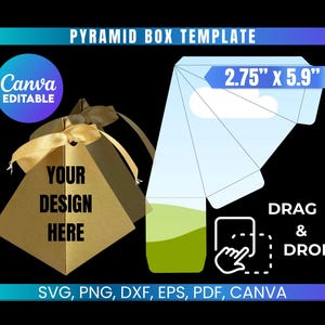 Pyramid Box Template, Party Favor Box SVG, Gift Box DIY, Canva Editable, Birthday Box Template, Pyramid Box Design, Cricut Silhouette Box