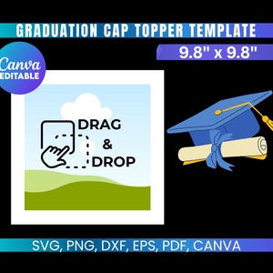 Graduation Cap Template Svg, Blank Graduation Cap Template, Graduation Hat Template, Canva Editable, Graduation Cap Topper Template, PNG