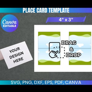 Place Card Template, Table Tent Card Template, Printable Tent Card Svg, Food Label Template, Fold Place Card Template